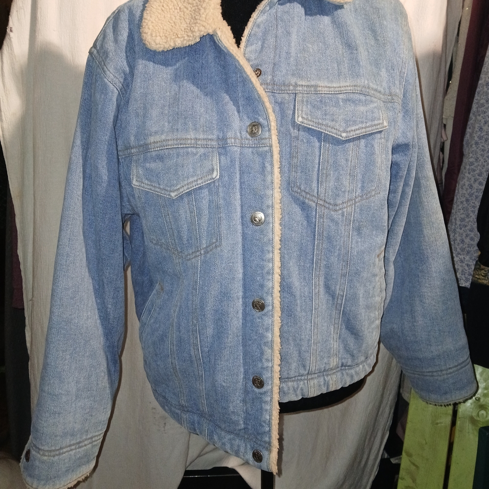 1960s Unisex Wrangler Coat Sherpa Lining Distressed Snap Closure Ranch